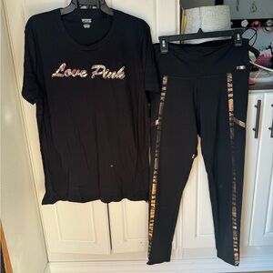 Victoria Secret Pink large black set with rose gold bling